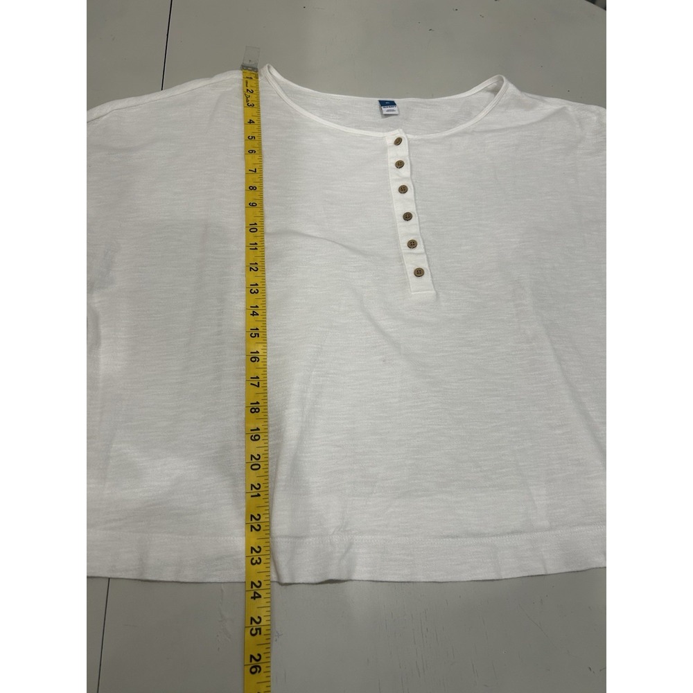 Old Navy Womens Oversized White Henley Button Top Clean Girl Size XL 100% Cotton - Picture 7 of 9